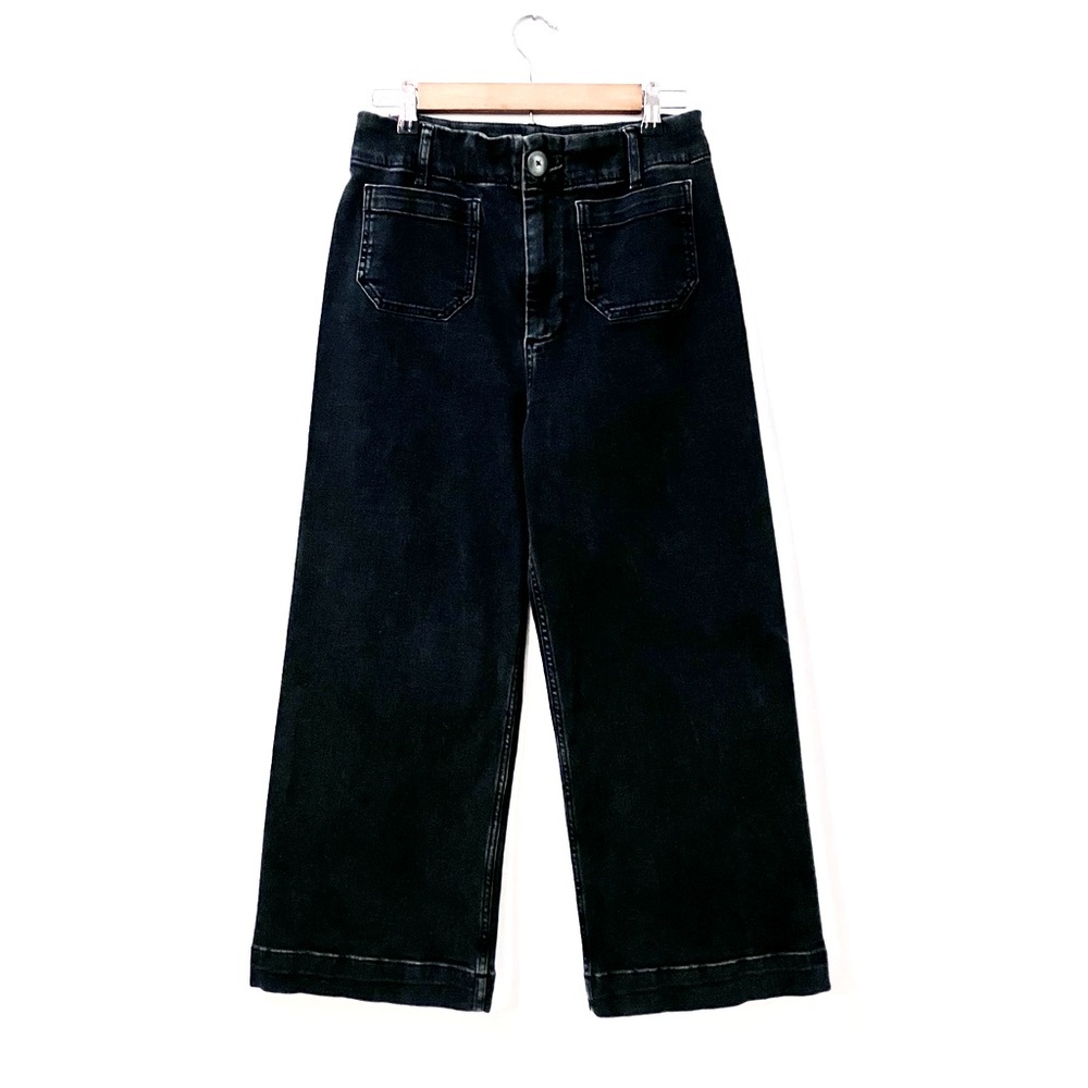 Anthropologie Pilcro Black “Skipper” Wide Leg High Waisted Crop Jeans Size 29 - Picture 2 of 9